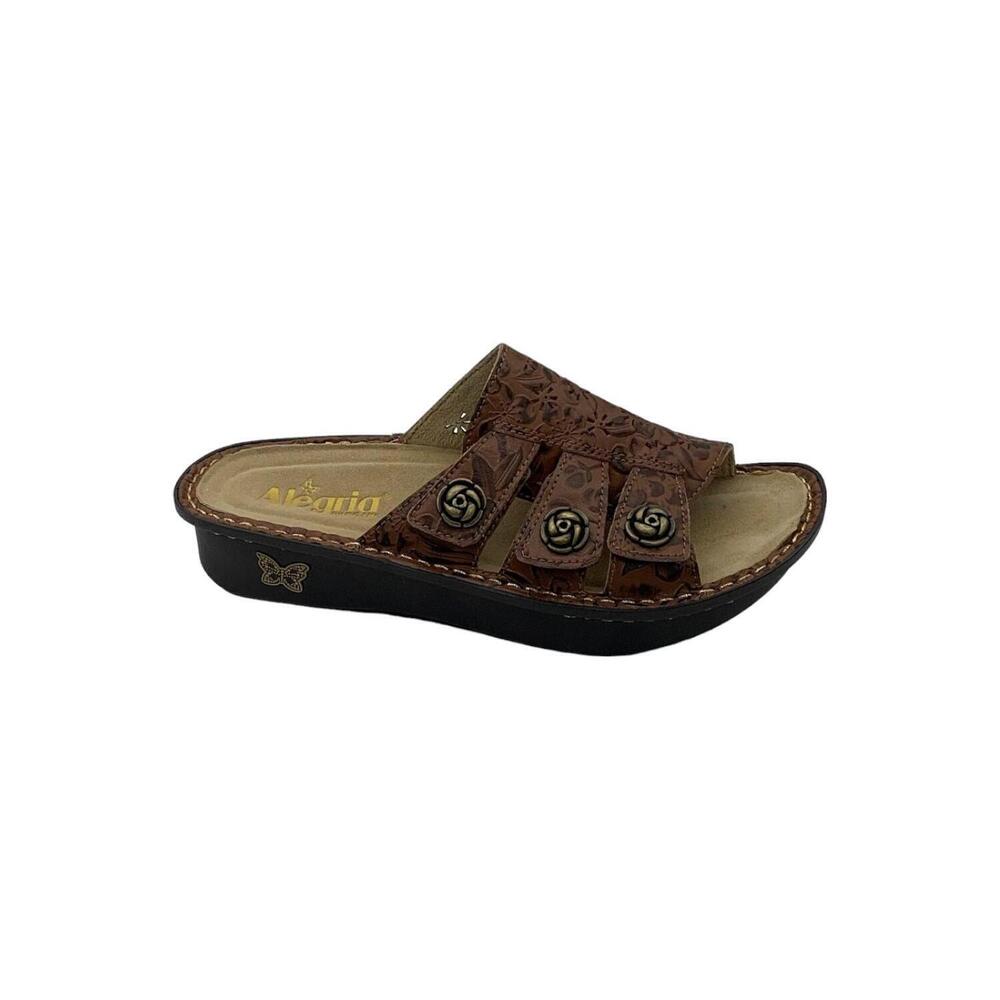 Alegria Leather Adjustable Slide Sandals Loretta - Wide
